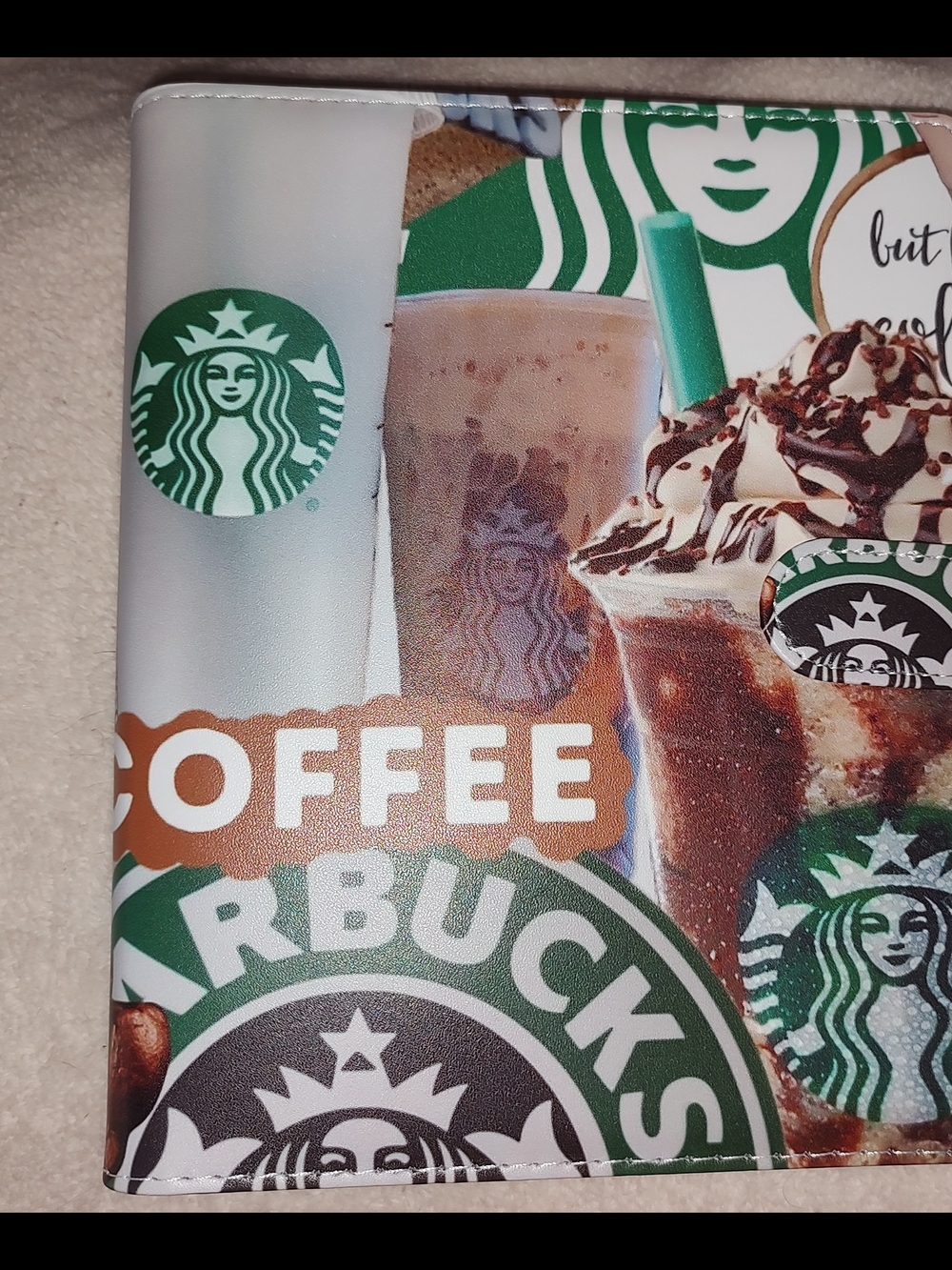 New! A5 Starbucks Logo Coffee Collage Sleeve - Green & Brown Binder Notebook
